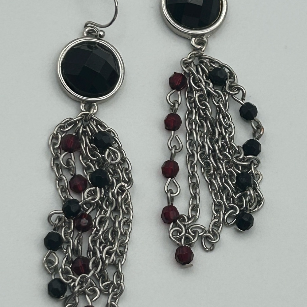 Elegant Silver and Black Dangle Earrings